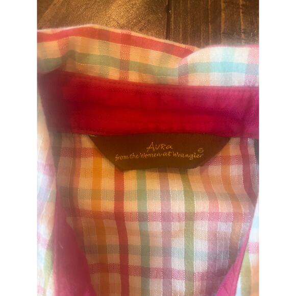 Aura Wrangler Pearl Snap Button Up Girls Medium Colorful Cowgirl Feminine Y2K - Picture 3 of 10